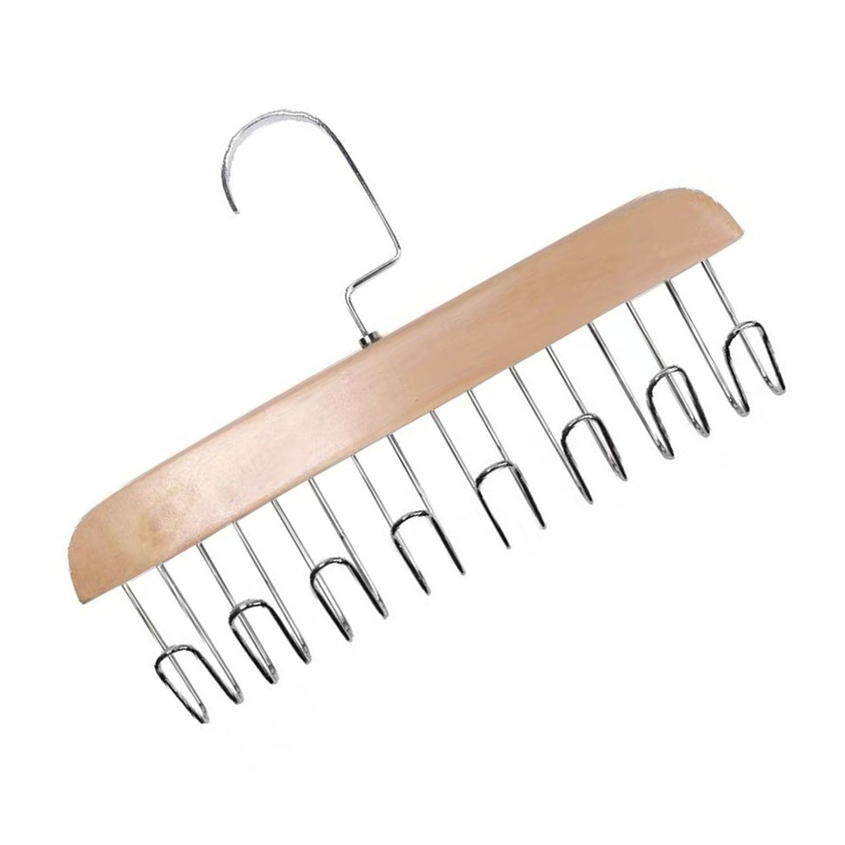 Multifunctional Hanger Punch Free with 8 Hooks Wood and Stainless Steel Cap Holder for Student Dormitory Khaki
