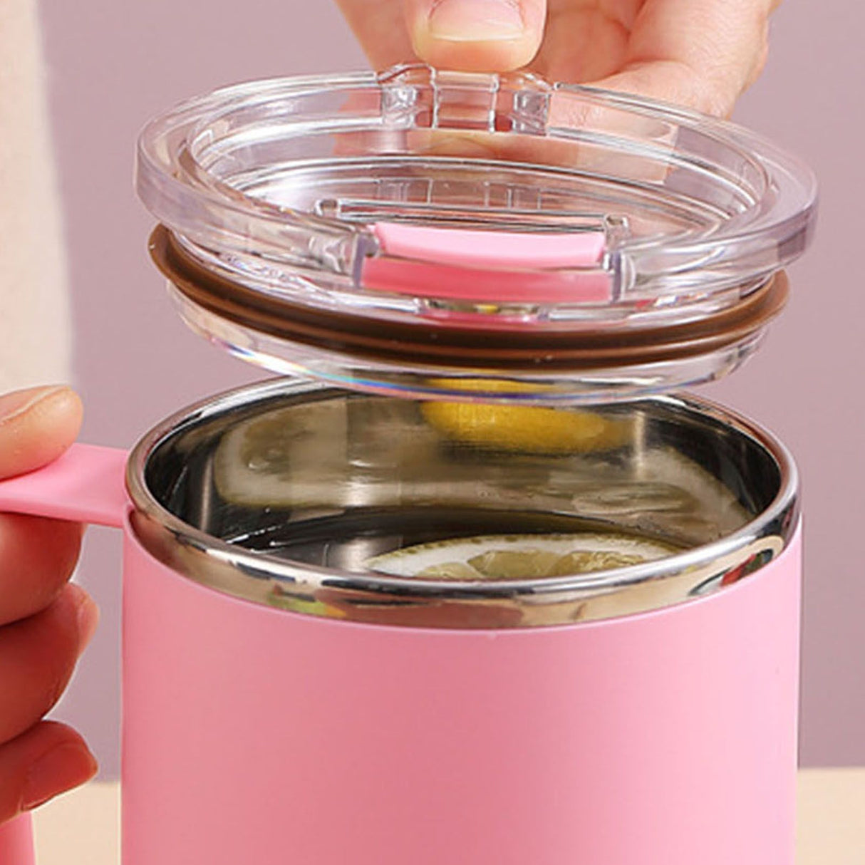 Coffee Mug 460ml 304 Stainless Steel Liner Leakproof Elegant Portable Mug for Outdoor Activities Pink
