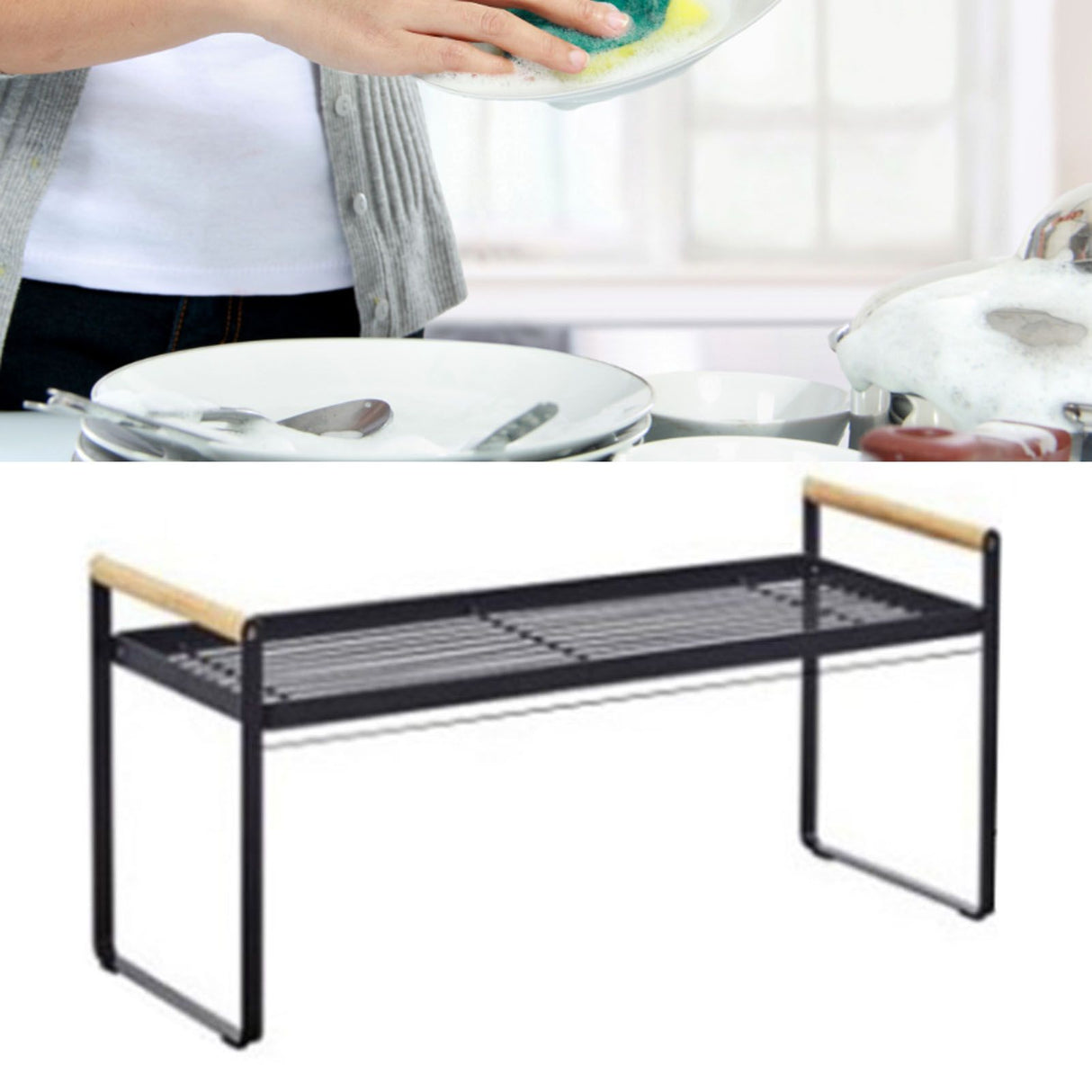 Cabinet Storage Shelf Rack Layered Storage Easy to Install Multifunction Counter Organizer Shelf for Seasoner Bowl Small Black