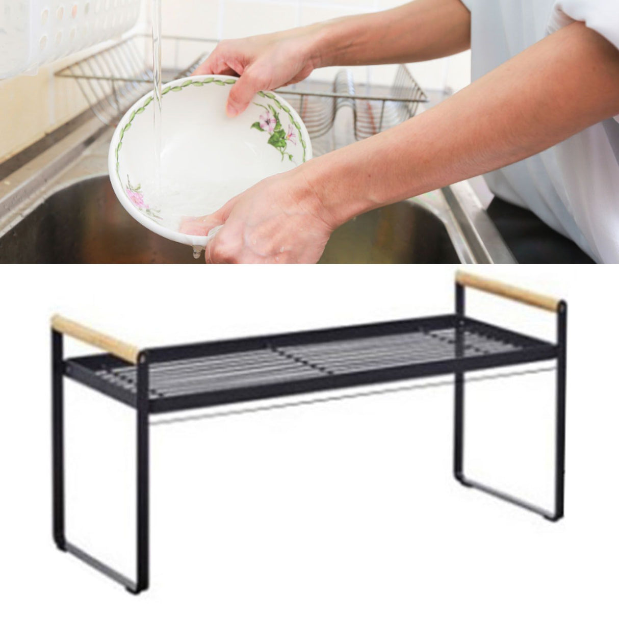 Cabinet Storage Shelf Rack Layered Storage Easy to Install Multifunction Counter Organizer Shelf for Seasoner Bowl Small Black