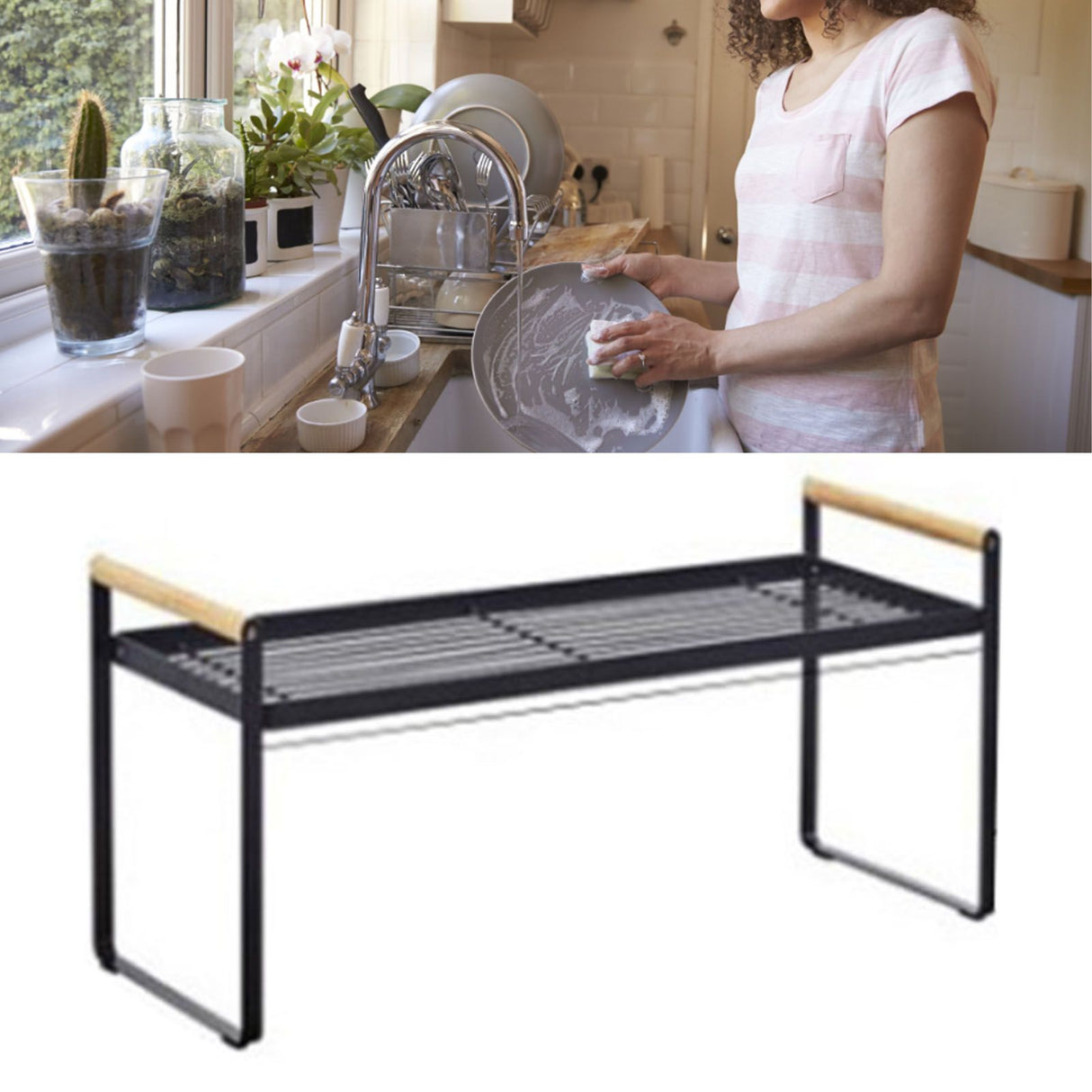 Cabinet Storage Shelf Rack Layered Storage Easy to Install Multifunction Counter Organizer Shelf for Seasoner Bowl Small Black