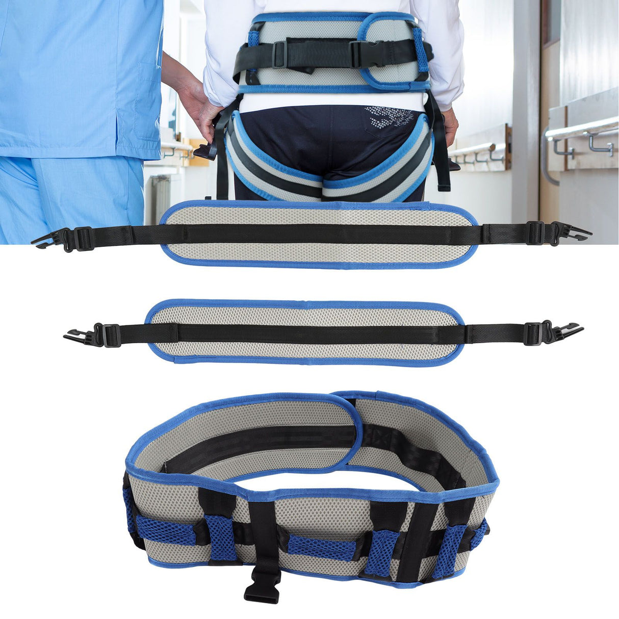 Transfer Belt Stable Support Uniform Force EVA Transfer and Walking Gait Belt with Leg Loops for Patients Elderly S