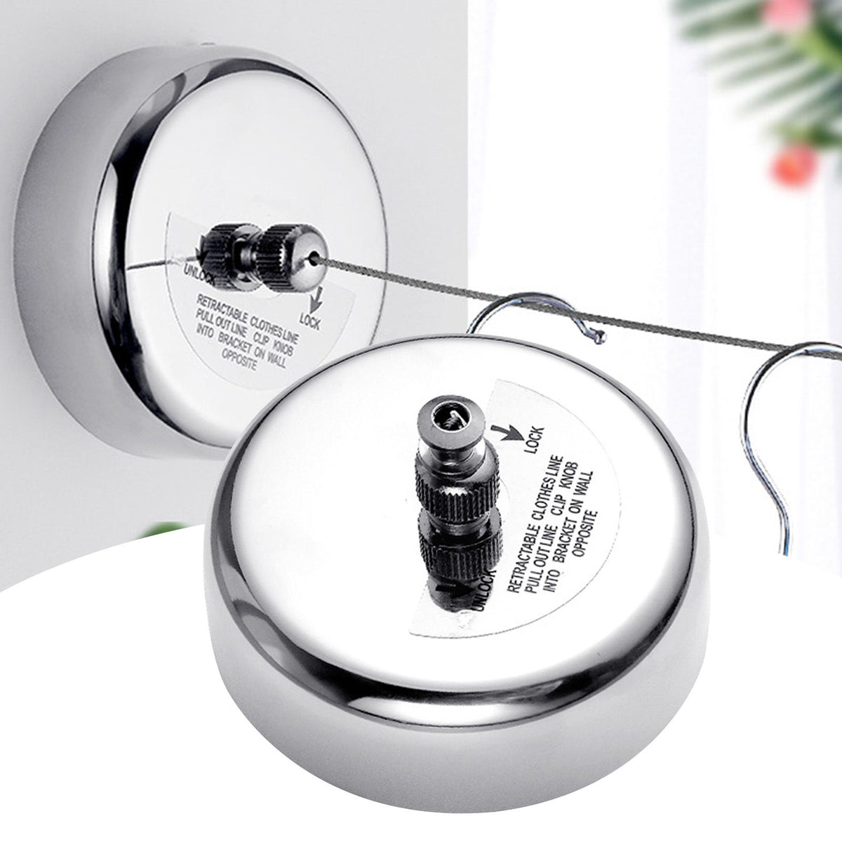 Retractable Clothesline 2.8m Stainless Steel Strong Bearing Rust Corrosion Resistant Telescopic Clothes Drying Line