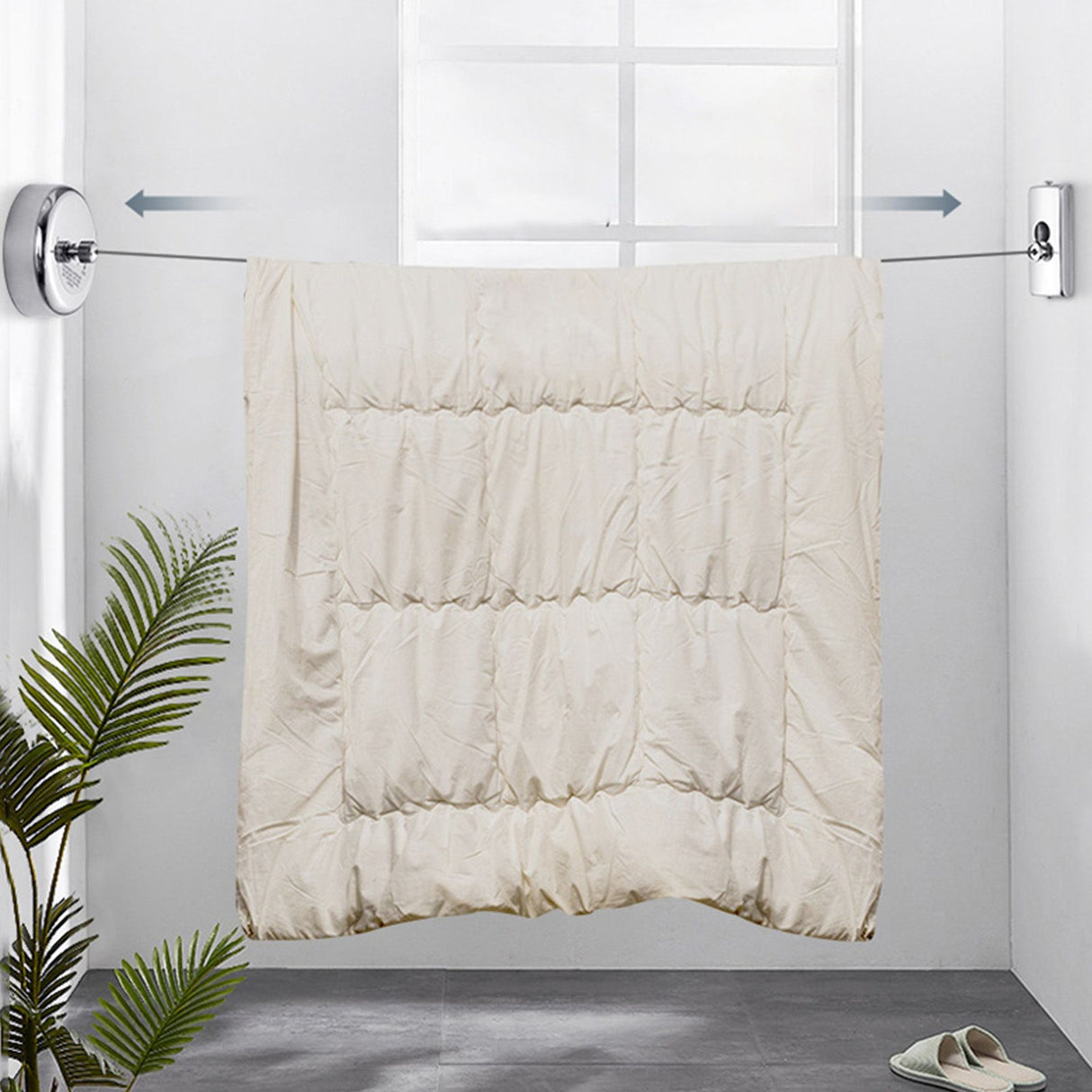 Retractable Clothesline 2.8m Stainless Steel Strong Bearing Rust Corrosion Resistant Telescopic Clothes Drying Line