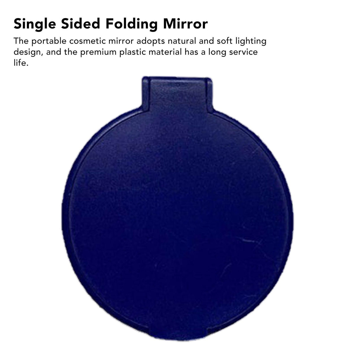Single Sided Folding Circular Mirror Plastic Portable Compact Cosmetic Pocket Mirror Blue