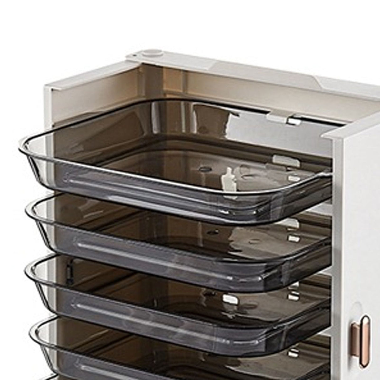 Kitchen Side Dishes Punch Free Foldable PET 6 Layers Wall Mounted Organization Rack Cooking Plates Storage Shelf Pearl White