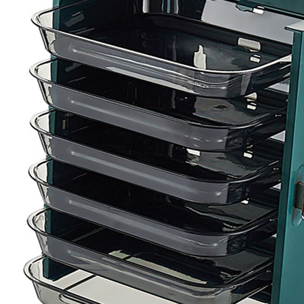 Kitchen Side Dishes Punch Free Foldable PET 6 Layers Wall Mounted Organization Rack Cooking Plates Storage Shelf Light Luxury Green