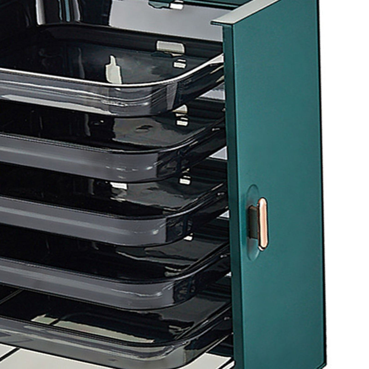 Kitchen Side Dishes Punch Free Foldable PET 6 Layers Wall Mounted Organization Rack Cooking Plates Storage Shelf Light Luxury Green