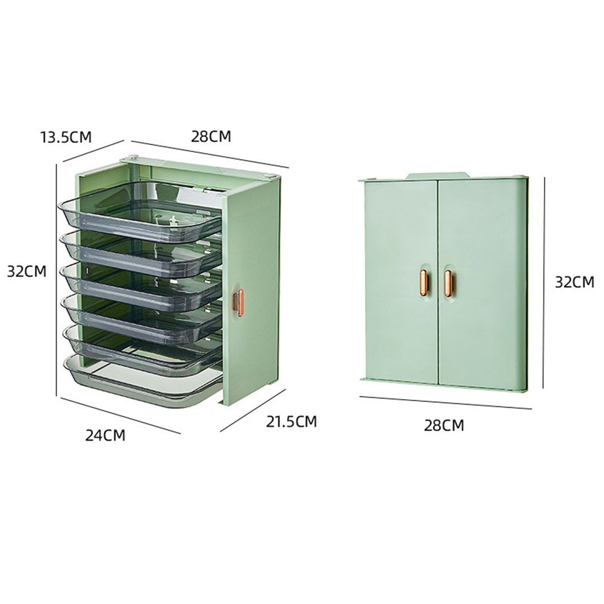 Kitchen Side Dishes Punch Free Foldable PET 6 Layers Wall Mounted Organization Rack Cooking Plates Storage Shelf Light Shirt Green
