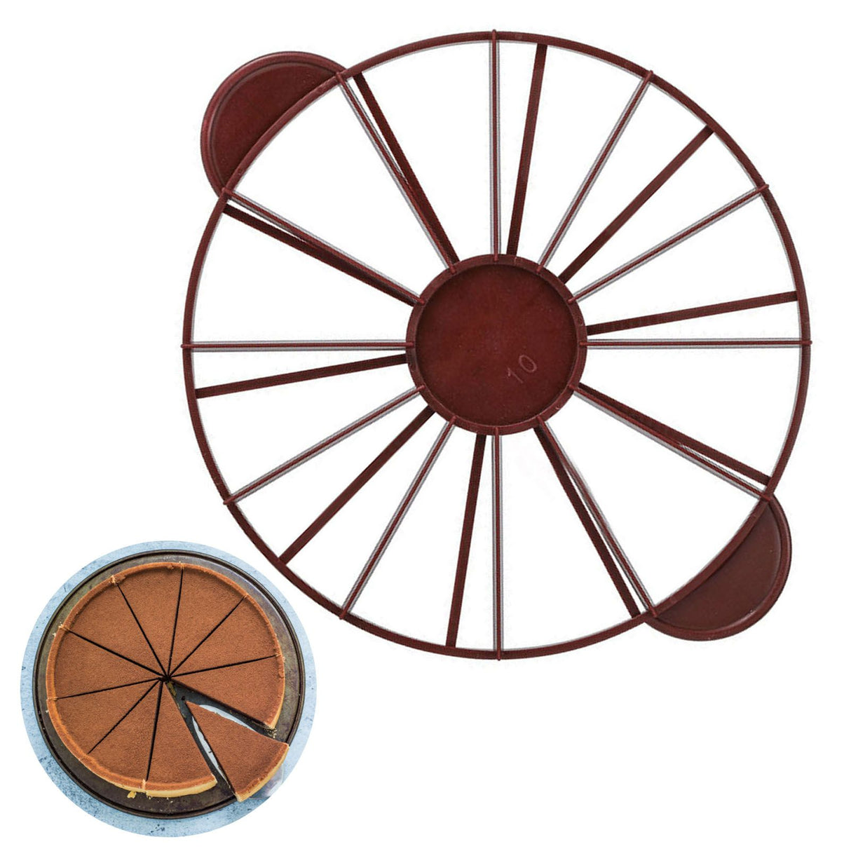 Cake Portion Marker Food Grade Round 10/12 Piece Cake Slice Marker Equal Portion Cutter Bread Cake Divider Baking Tool Dark Red (Brown) 126g/4.4oz(280)