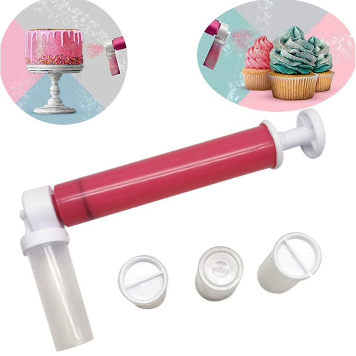 Manual Cake Airbrush Multipurpose Cake Decorating Airbrush with 4 Empty Bottles for Bakery Decoration