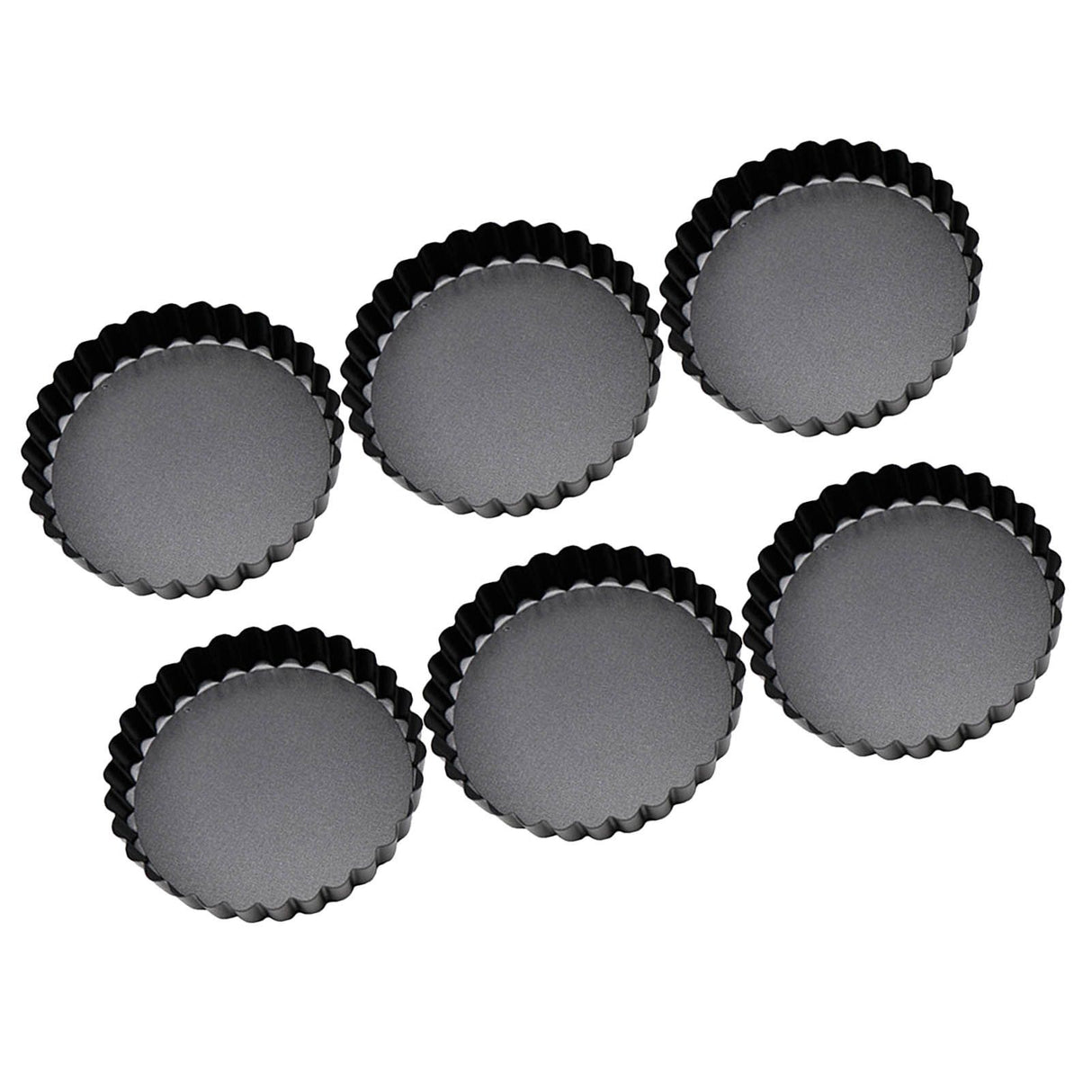 6 Pcs Mini Cake Mould with Removable Bottom 3 Inch Egg Tart Mould Muffin Pans Black Round for Dessert Baking Cooking