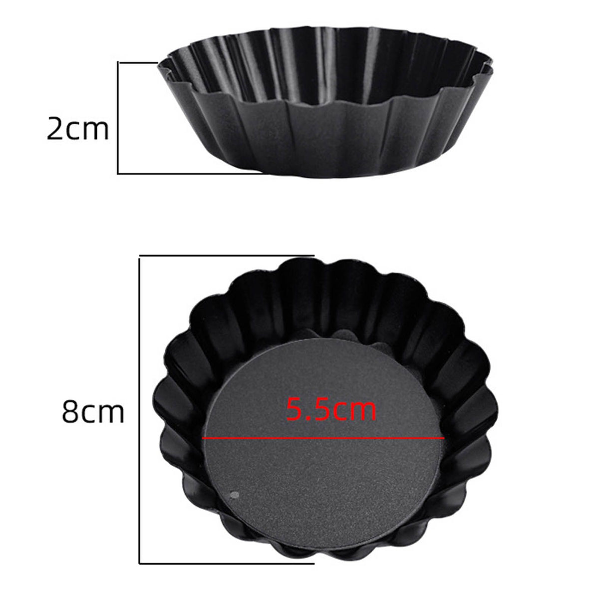 6 Pcs Mini Cake Mould with Removable Bottom 3 Inch Egg Tart Mould Muffin Pans Black Round for Dessert Baking Cooking
