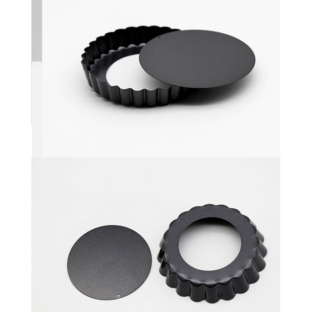 6 Pcs Mini Cake Mould with Removable Bottom 3 Inch Egg Tart Mould Muffin Pans Black Round for Dessert Baking Cooking