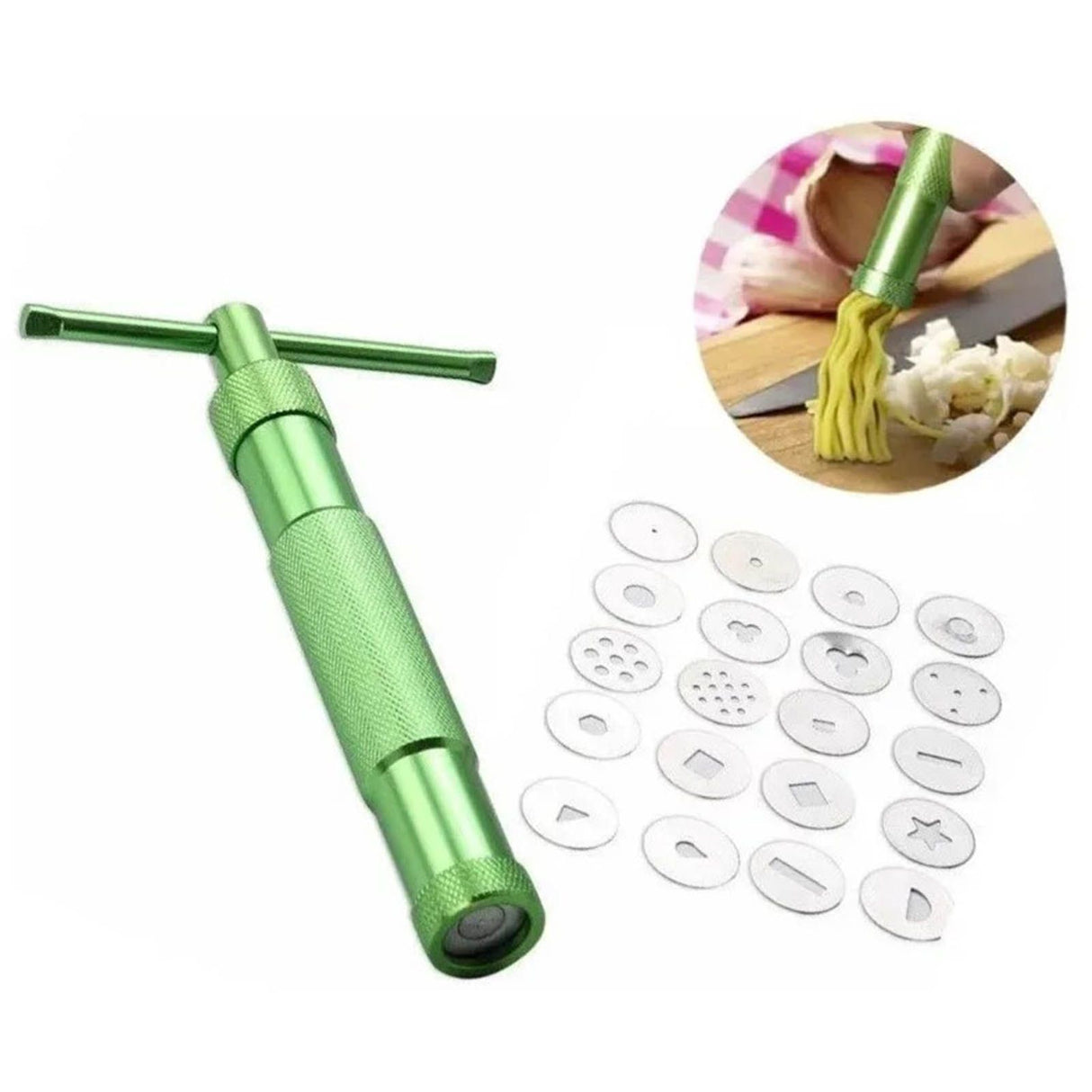 Green Clay Extruder Stainless Steel Clay Extruder Fondant Cake Sculpture Polymer Clay Tools Cake Decorating Tools