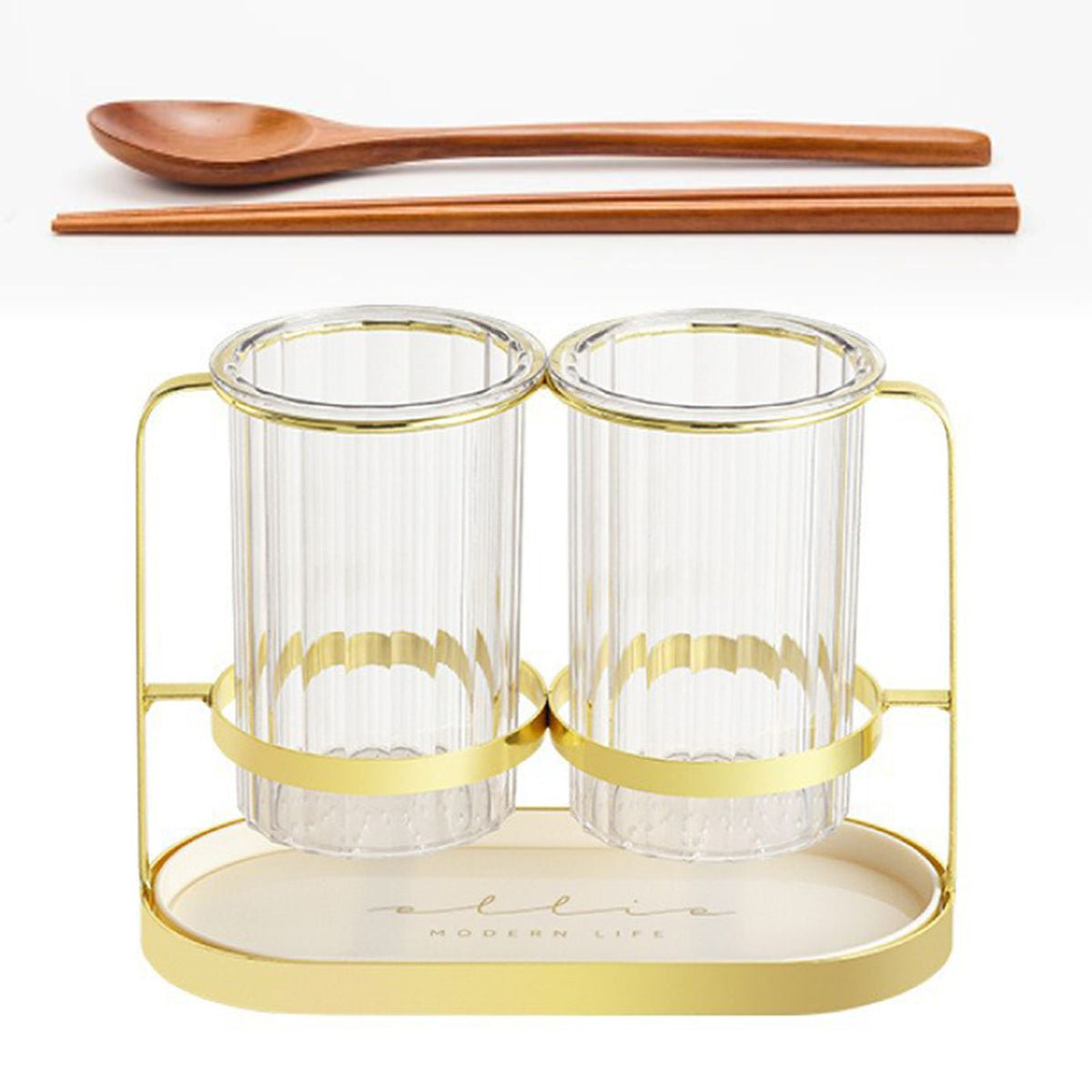 Chopsticks Drying Holder Iron PET Transparent Chopsticks Drying Caddy for Spoons Kitchen Platinum