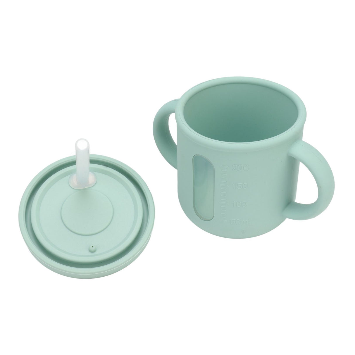 Silicone Sippy Cups Double Handles Lightweight Toddler Training Cup with Tight Leakproof Cover for Home Travelling Green