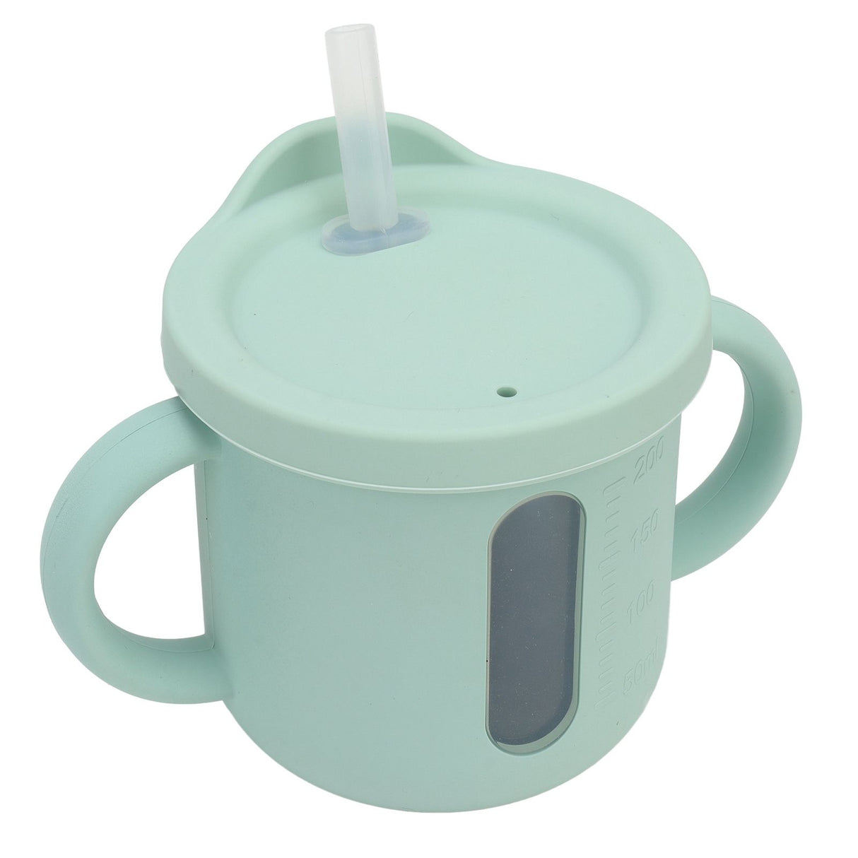 Silicone Sippy Cups Double Handles Lightweight Toddler Training Cup with Tight Leakproof Cover for Home Travelling Green