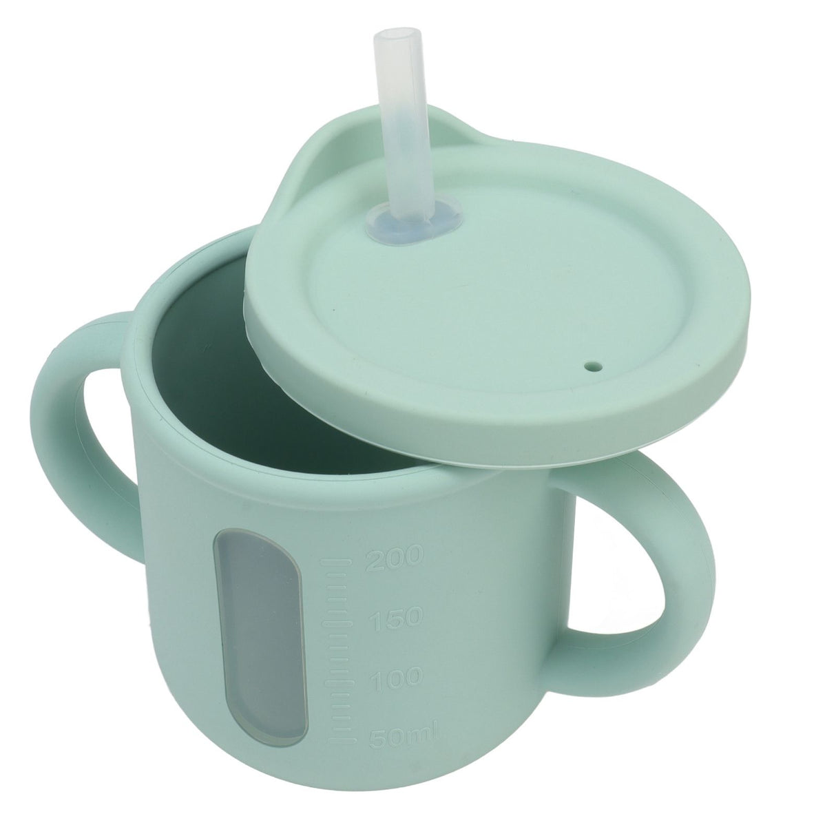Silicone Sippy Cups Double Handles Lightweight Toddler Training Cup with Tight Leakproof Cover for Home Travelling Green