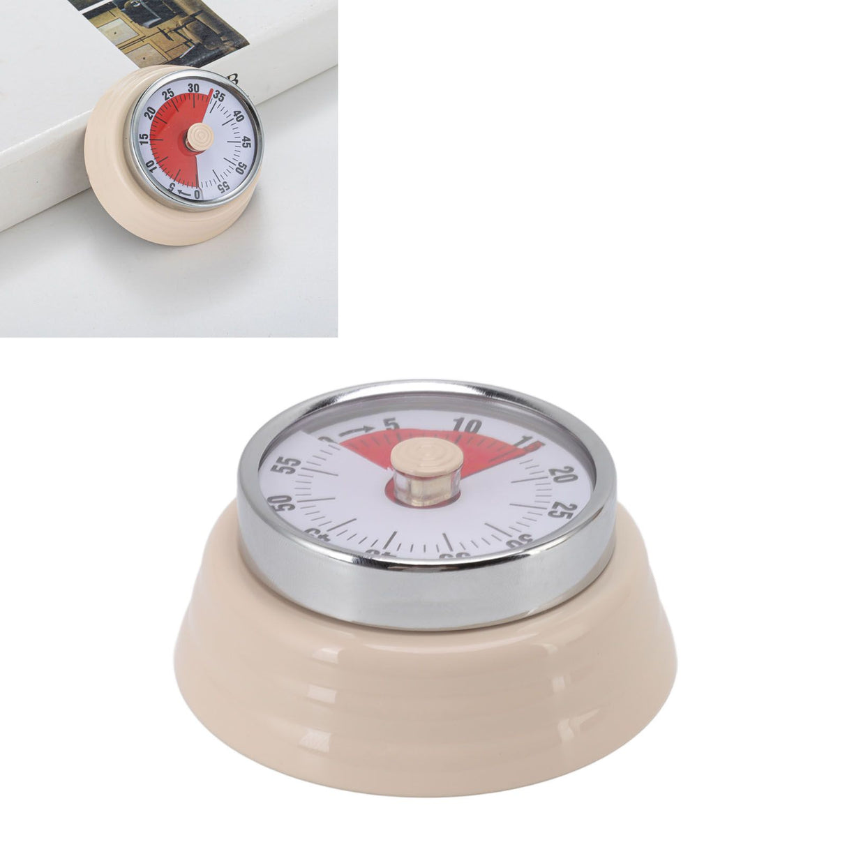 Magnet Circular Timer 60 Minute Visual Countdown Timer for Teachers Classroom Kids Homework Reading Adults Cooking Office Gym Beige