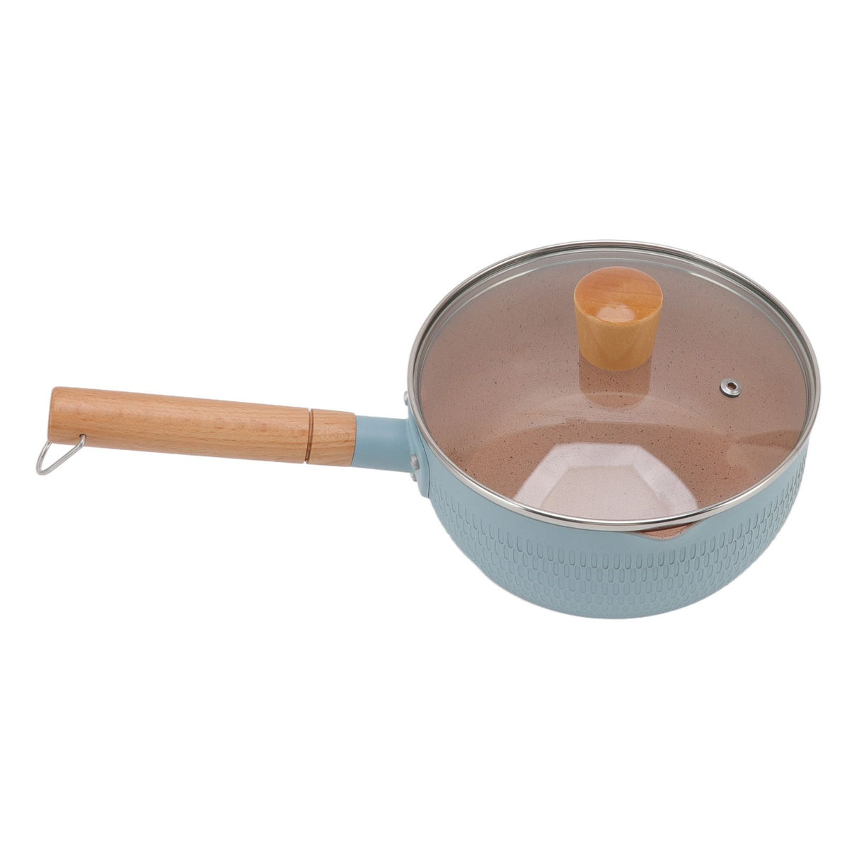 Sauce Pan Stick Proof Aluminum Alloy Multi Functional Milk Pot with Wooden Handle for Induction Gas Stove Blue