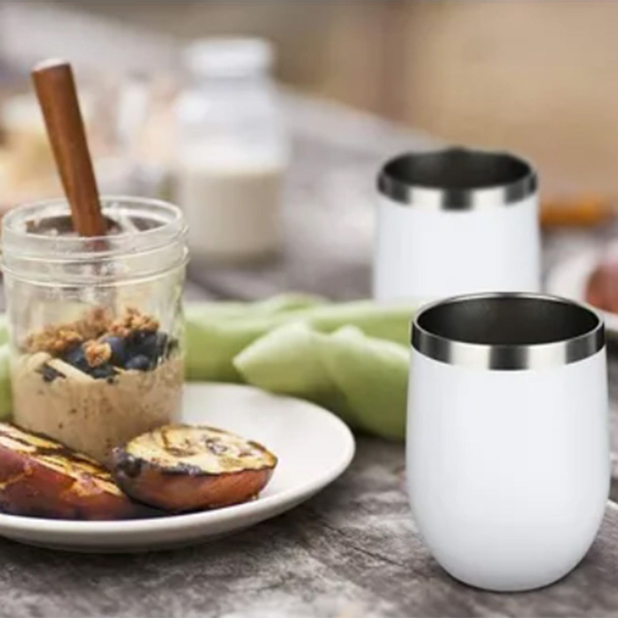 Stainless Steel Thermal Cup Large Capacity Non Slip Outdoor Portable Thermal Coffee Mug Gift White 12oz 360ml