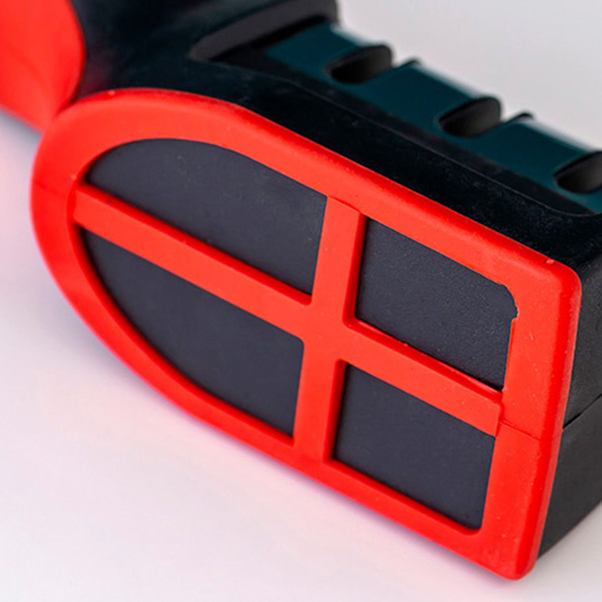 Handheld Knife Sharpening Tool 3 Segments Red and Black Multipurpose Knife Sharpener for Kitchen