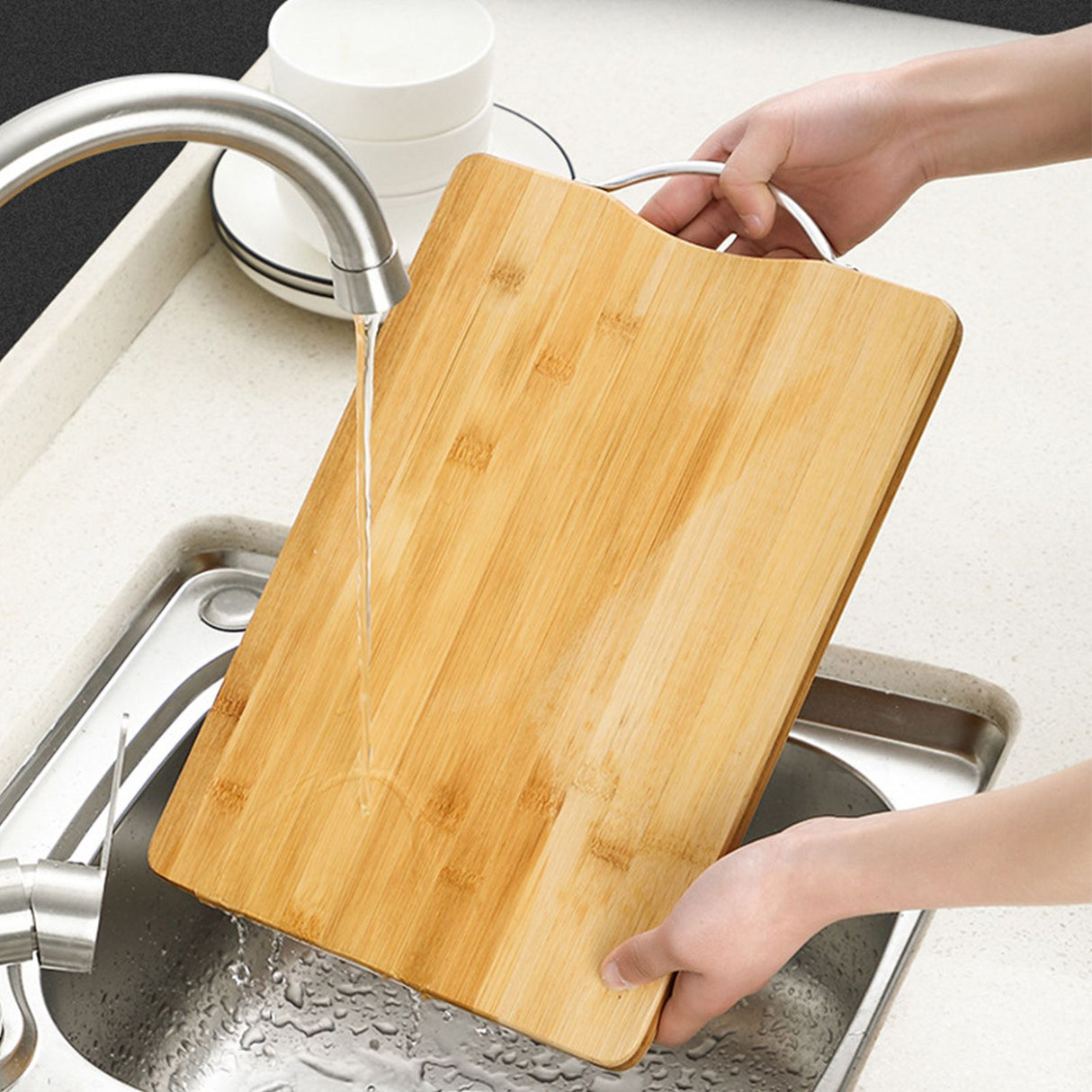 Chopping Board Thickened Bamboo Stable Sturdy Anti Crack Easy To Clean Kitchen Cutting Board with Hanging Hole