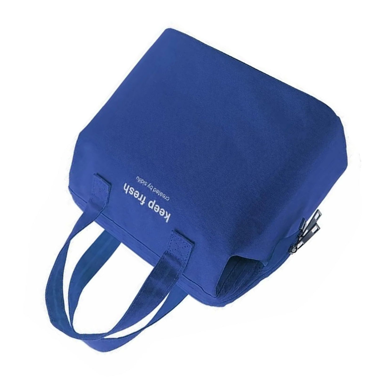 Insulated Lunch Bag Solid Color Oxford Cloth Waterproof Metal Zipper Portable Lunchbox for Commuting Royalblue