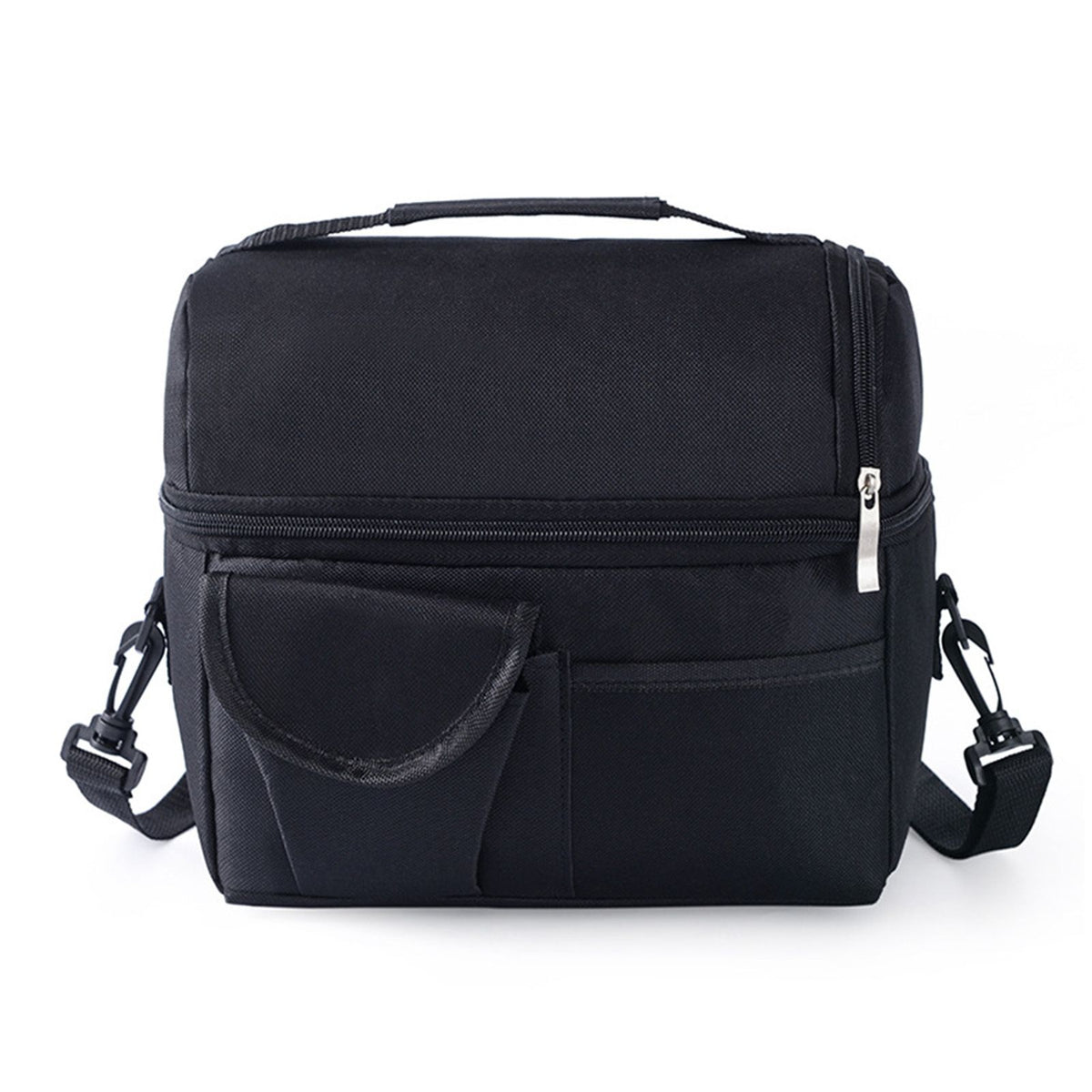 Cooler Bags Insulated Double Layer Large Capacity Oxford Cloth Washable Foldable Heat Insulation Lunch Bag for Office Black