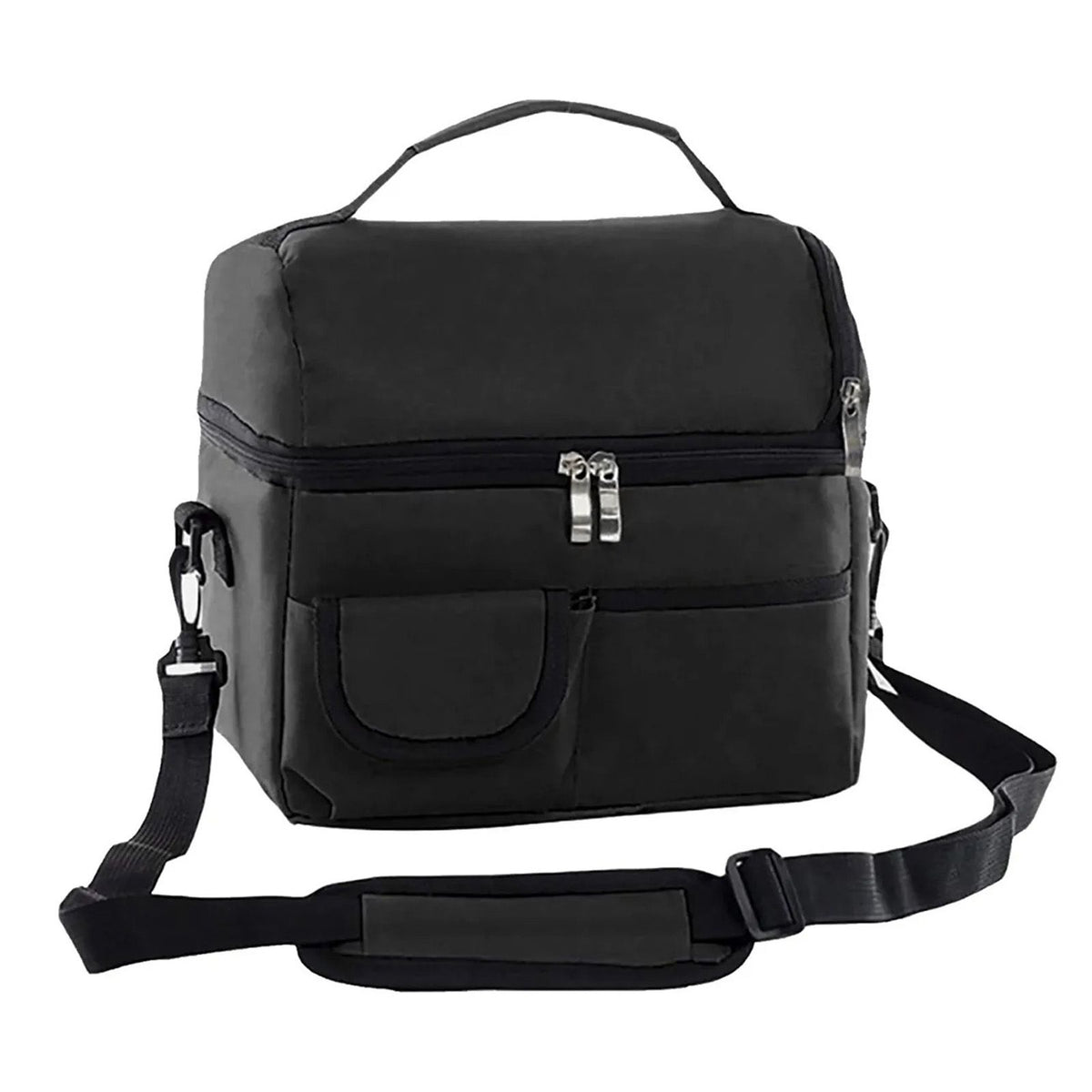 Cooler Bags Insulated Double Layer Large Capacity Oxford Cloth Washable Foldable Heat Insulation Lunch Bag for Office Black