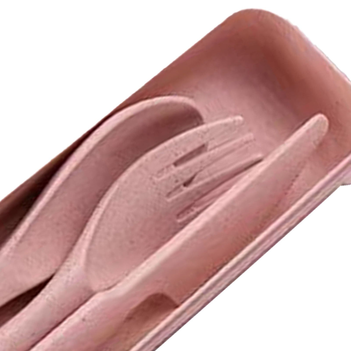 Wheat Straw Cutlery Set Modern Portable Fork Spoon Knife Tableware with Box for Office School Picnic Pink