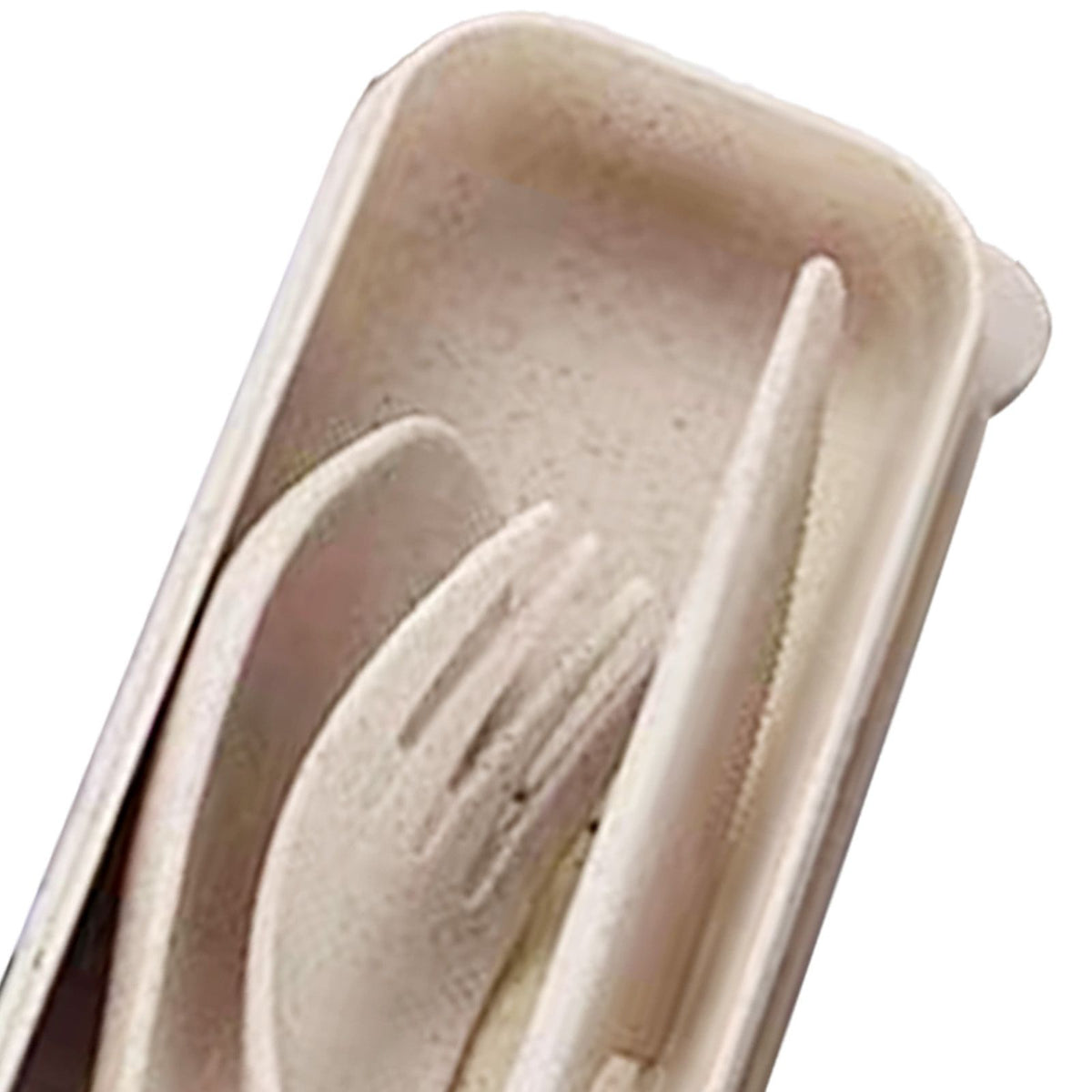 Wheat Straw Cutlery Set Modern Portable Fork Spoon Knife Tableware with Box for Office School Picnic Beige