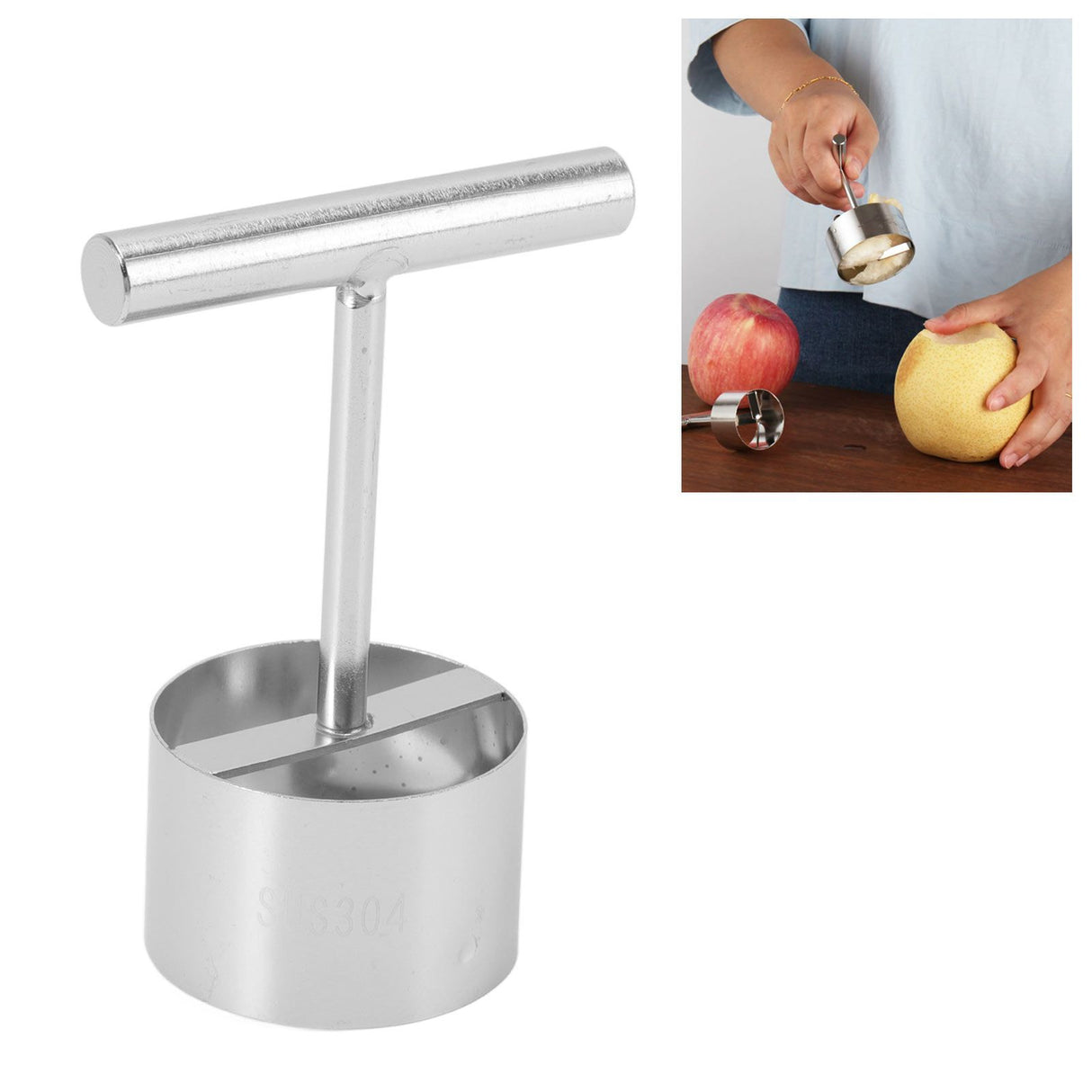 Apple Corer Remover Stainless Steel Fruit Corer Remover with Ergonomic Handle for Home Kitchen S