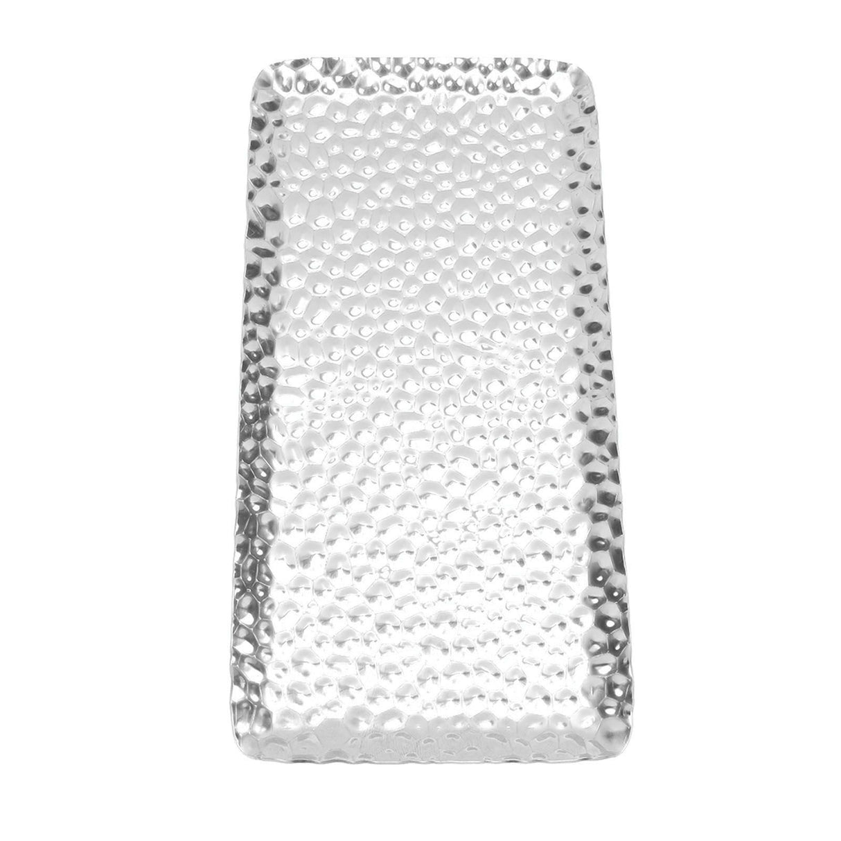 Hammered Tray Exquisite Odorless Stainless Steel Serving Tray for Living Room Bedroom Kitchen Bathroom 19.5x9.5cm Silver