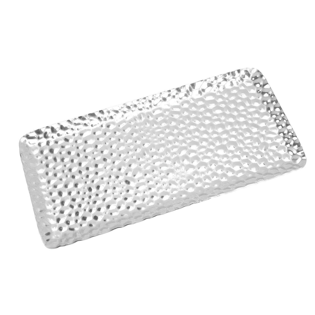 Hammered Tray Exquisite Odorless Stainless Steel Serving Tray for Living Room Bedroom Kitchen Bathroom 19.5x9.5cm Silver