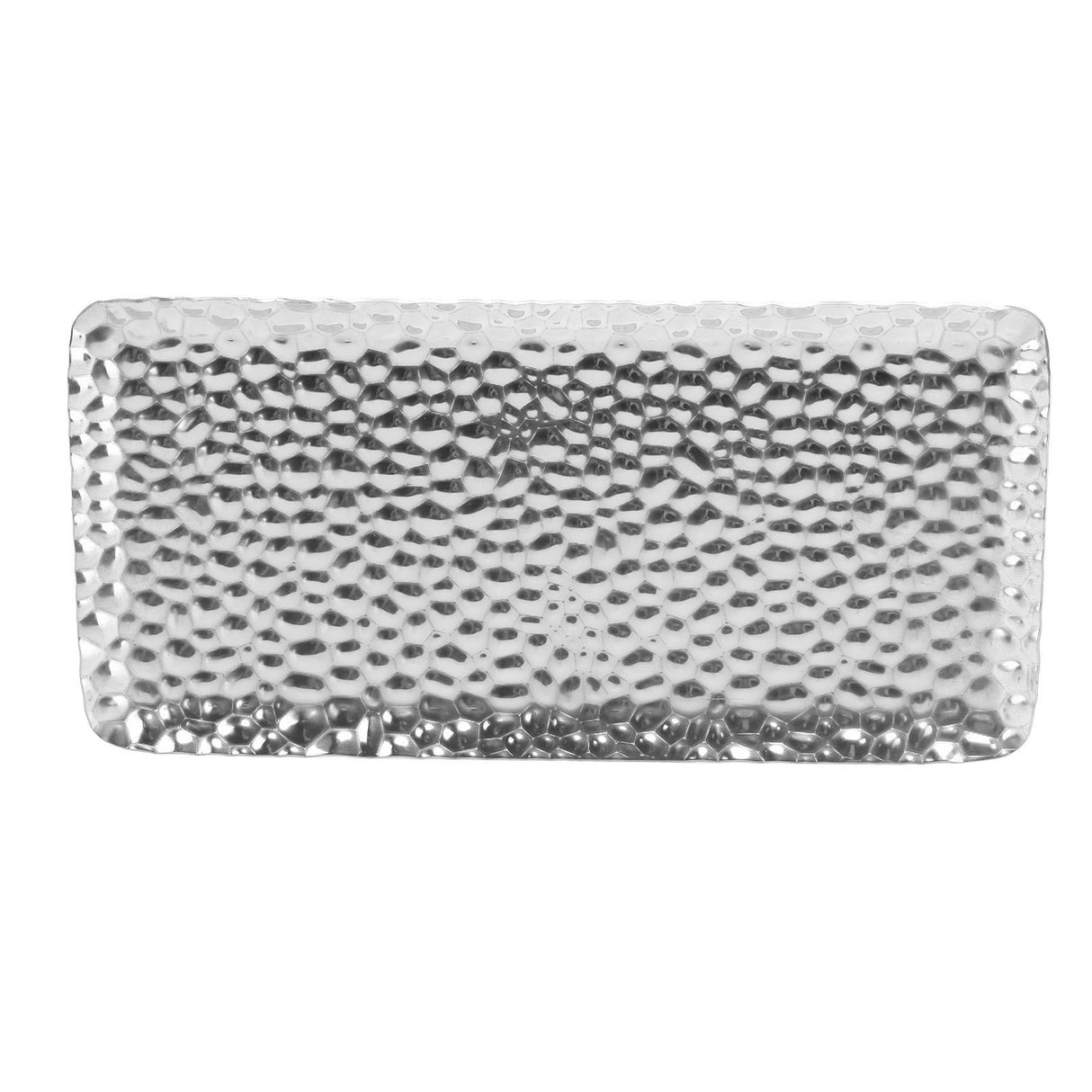 Hammered Tray Exquisite Odorless Stainless Steel Serving Tray for Living Room Bedroom Kitchen Bathroom 19.5x9.5cm Silver