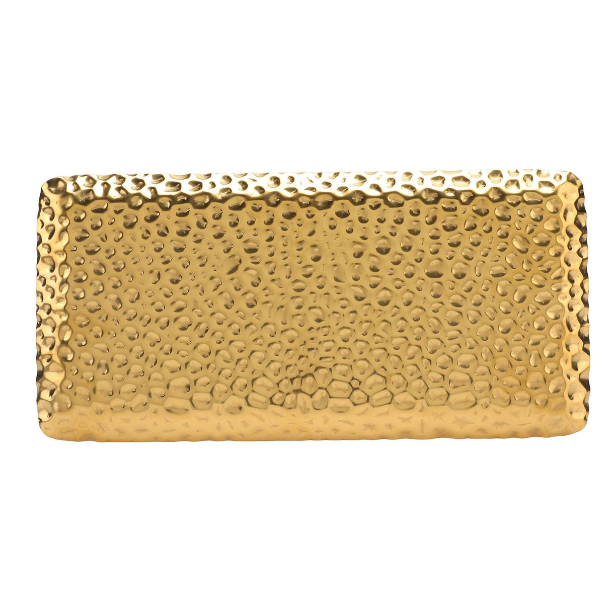 Hammered Tray Exquisite Odorless Stainless Steel Serving Tray for Living Room Bedroom Kitchen Bathroom 19.5x9.5cm Gold