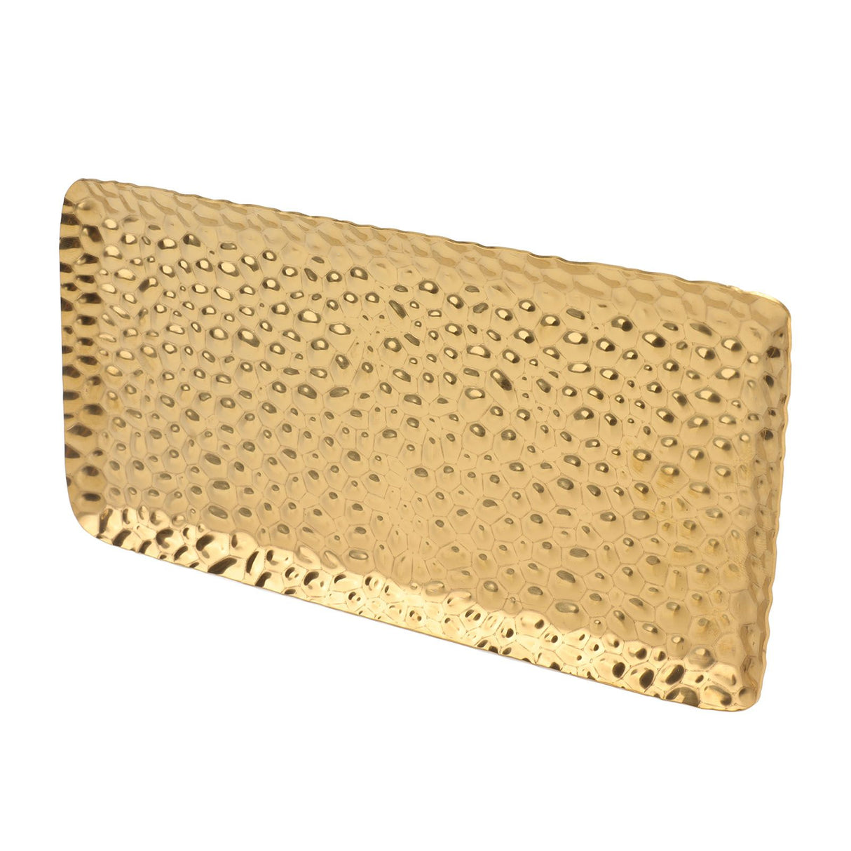 Hammered Tray Exquisite Odorless Stainless Steel Serving Tray for Living Room Bedroom Kitchen Bathroom 19.5x9.5cm Gold