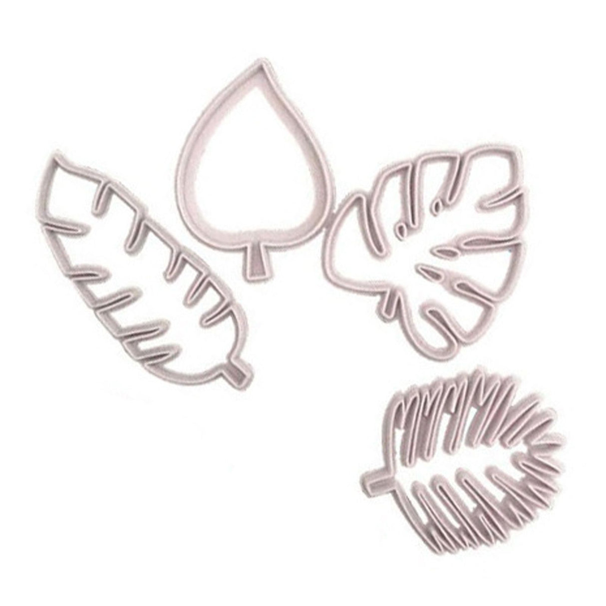 4Pcs Tropical Leaves Cookie Cutter Set Palm Leaves Fondant Cutters Mold for Luau Cake Decorating