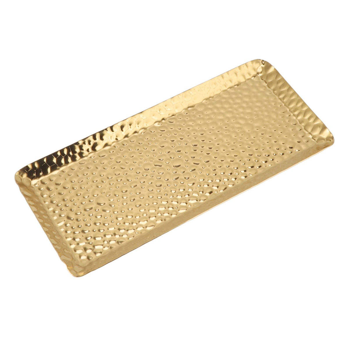 25x11cm Towel Hammered Trays Stainless Steel Multi Purpose Dishwasher Safe Dessert Tray Plate for Home Restaurant Gold