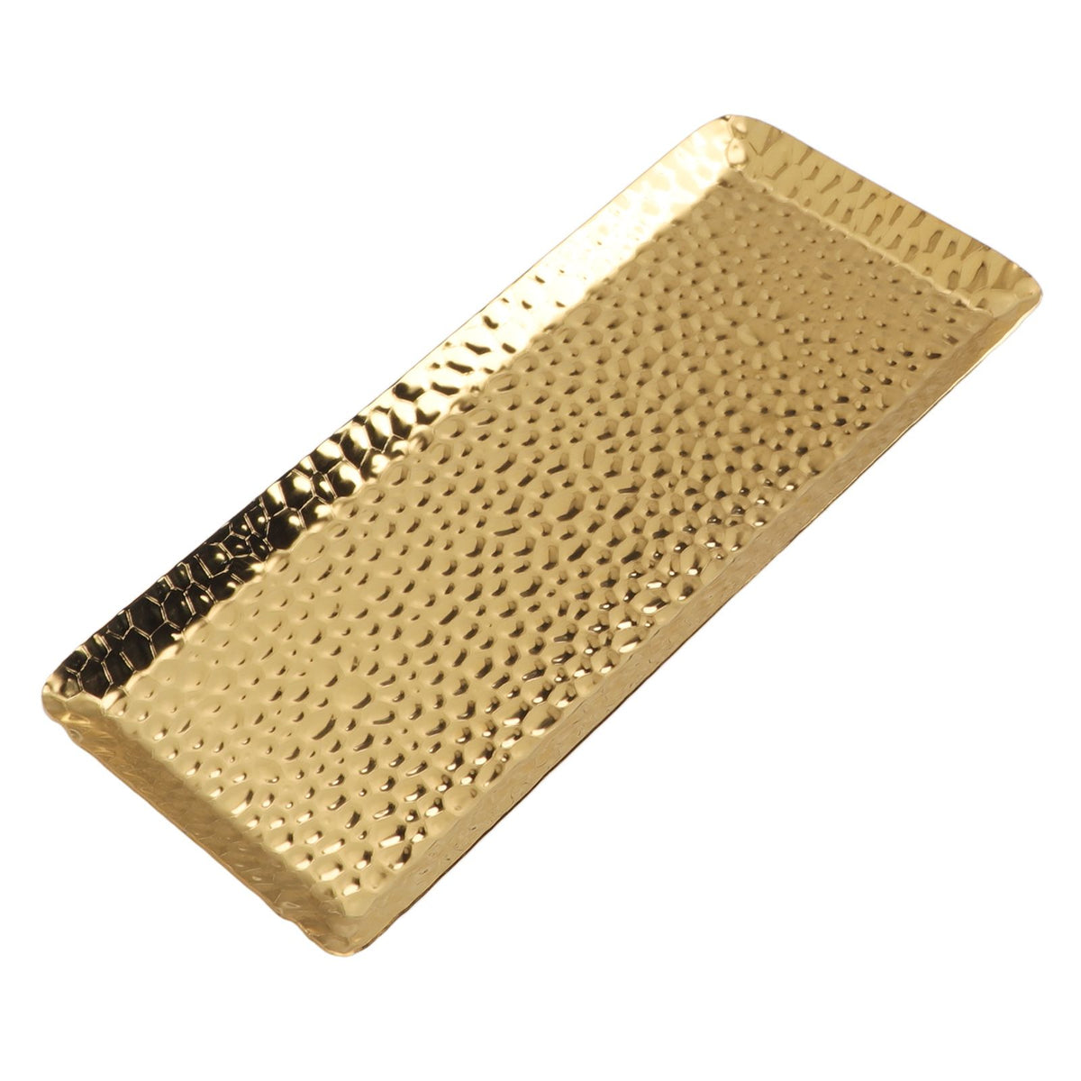 25x11cm Towel Hammered Trays Stainless Steel Multi Purpose Dishwasher Safe Dessert Tray Plate for Home Restaurant Gold