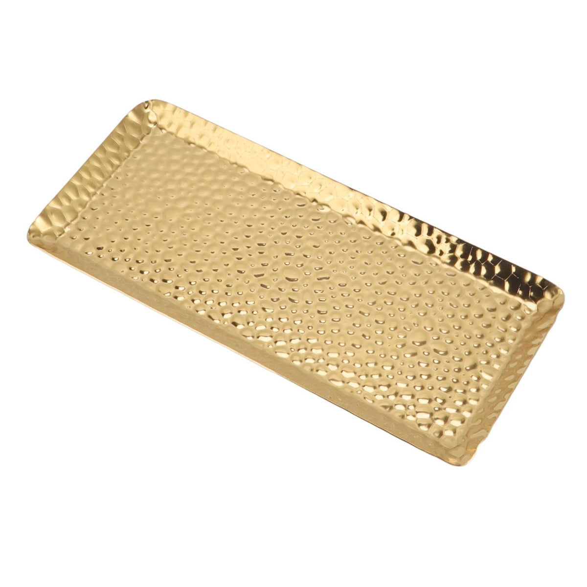 25x11cm Towel Hammered Trays Stainless Steel Multi Purpose Dishwasher Safe Dessert Tray Plate for Home Restaurant Gold