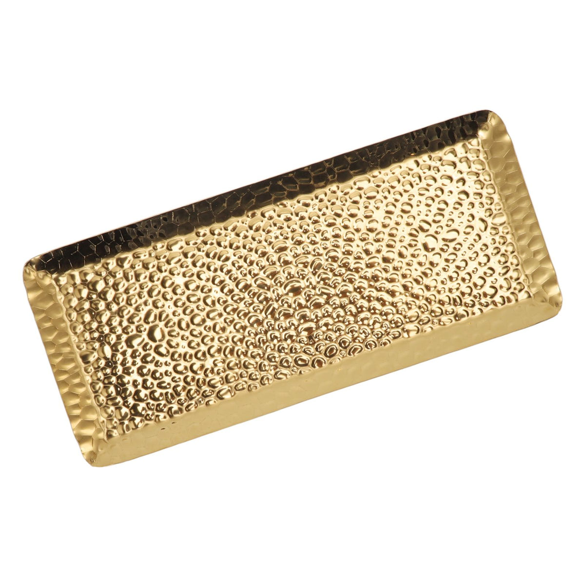 25x11cm Towel Hammered Trays Stainless Steel Multi Purpose Dishwasher Safe Dessert Tray Plate for Home Restaurant Gold