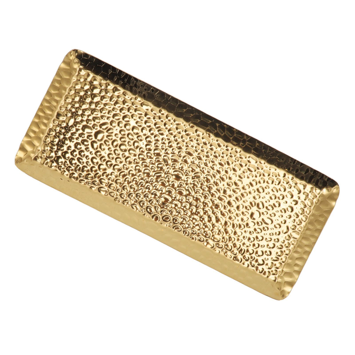25x11cm Towel Hammered Trays Stainless Steel Multi Purpose Dishwasher Safe Dessert Tray Plate for Home Restaurant Gold