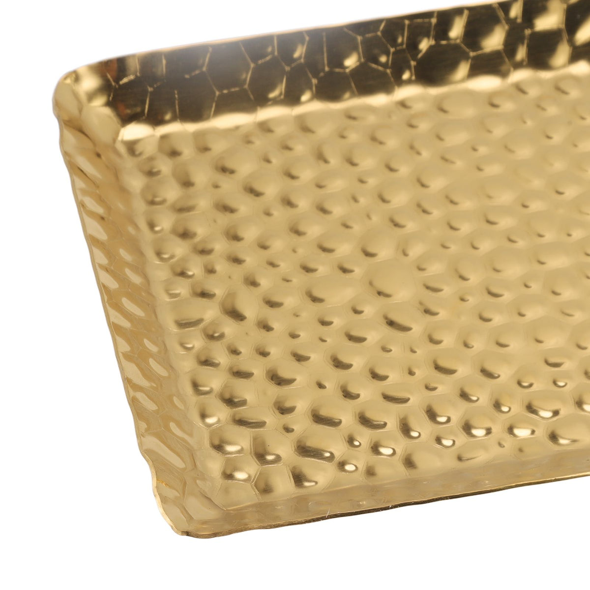 25x11cm Towel Hammered Trays Stainless Steel Multi Purpose Dishwasher Safe Dessert Tray Plate for Home Restaurant Gold