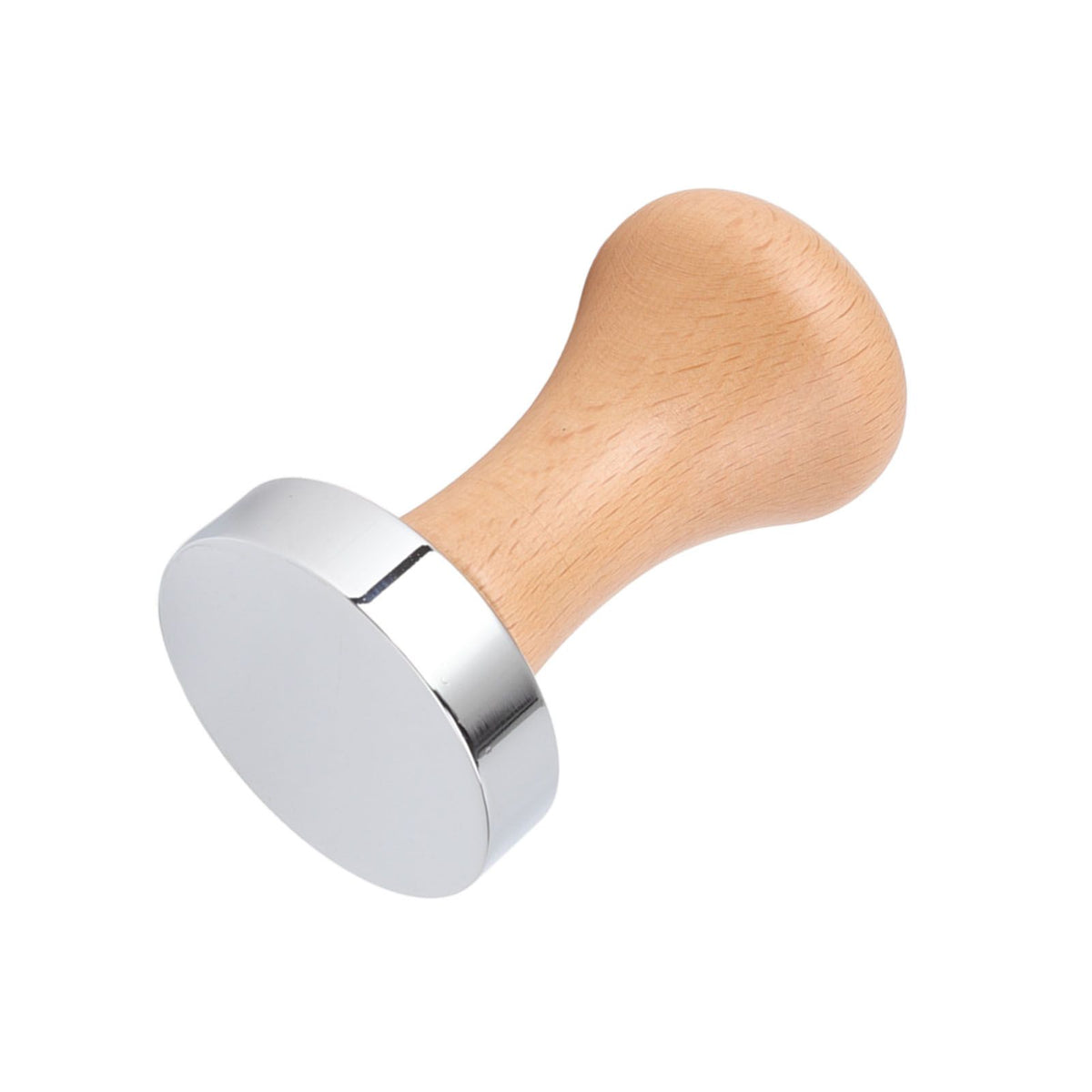 304 Stainless Steel Flat Base Coffee Tamper Wooden Handle Coffee Press Hammer for Home Shop