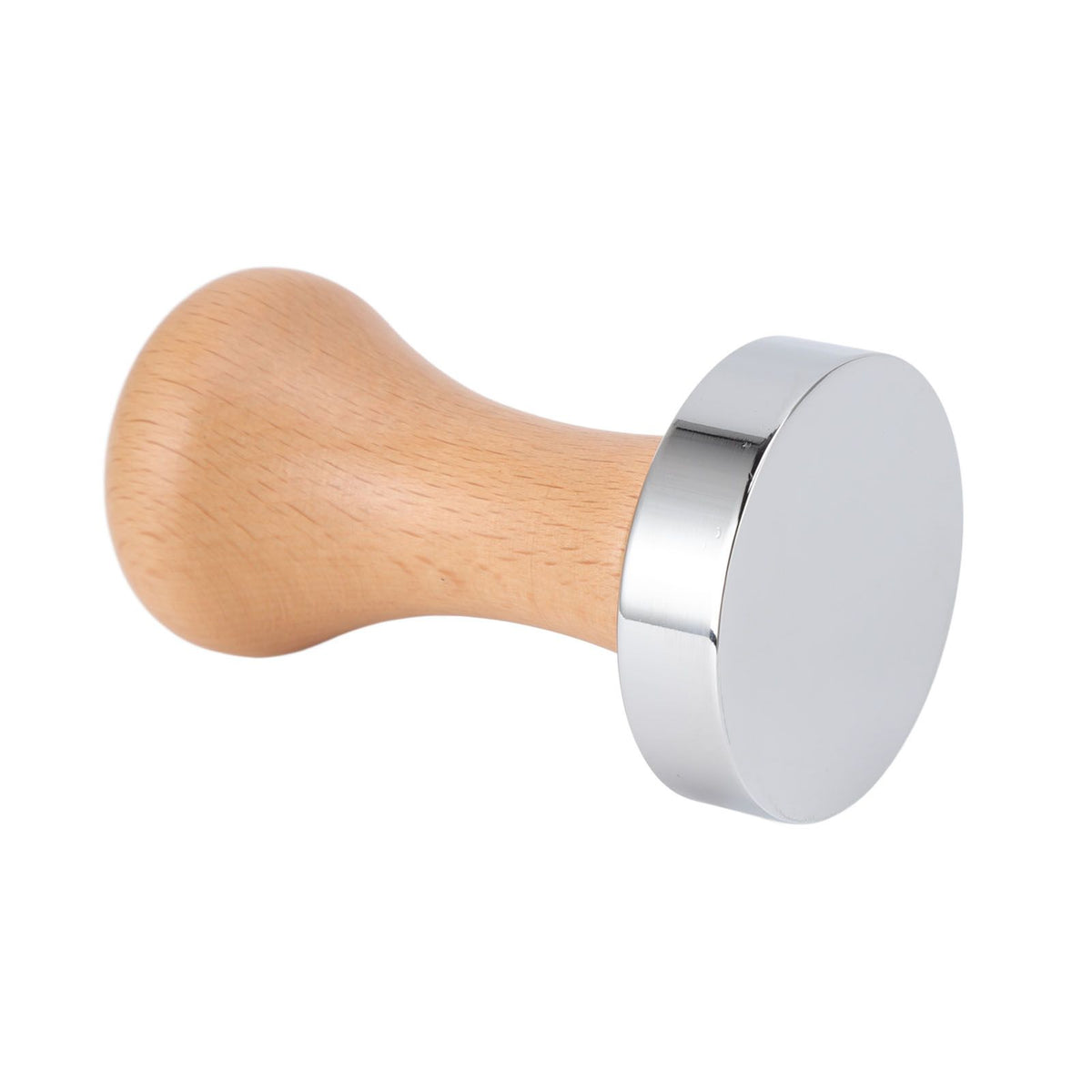 304 Stainless Steel Flat Base Coffee Tamper Wooden Handle Coffee Press Hammer for Home Shop