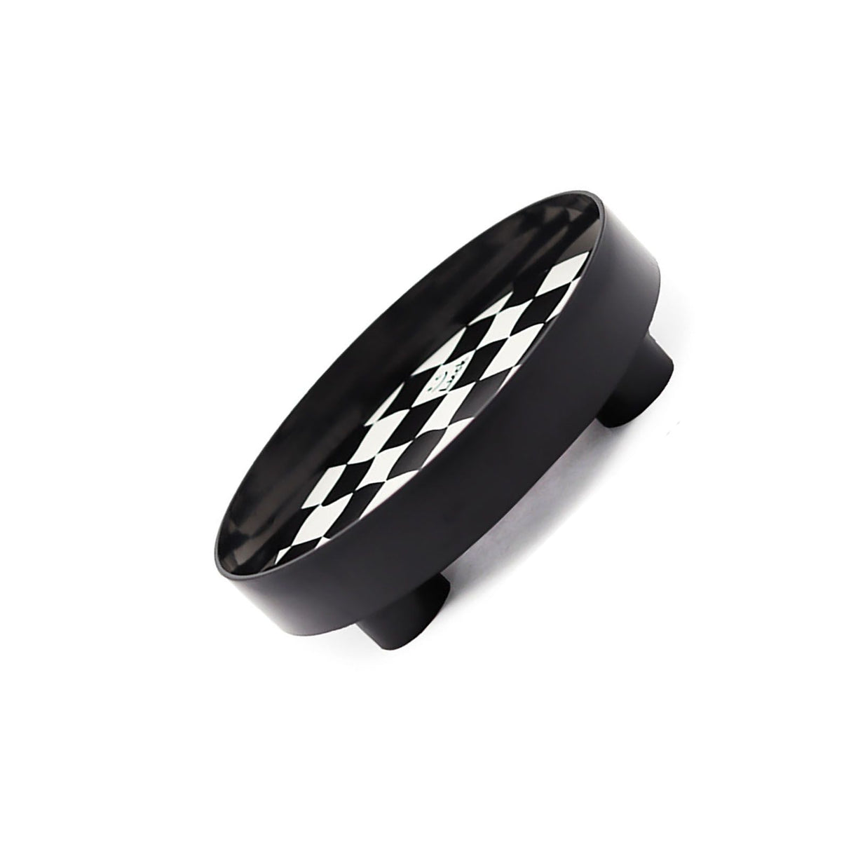 Round Storage Organizer Tray Checkerboard Design Plate Container Tray for Fruit Perfume Jewelry Black, Large