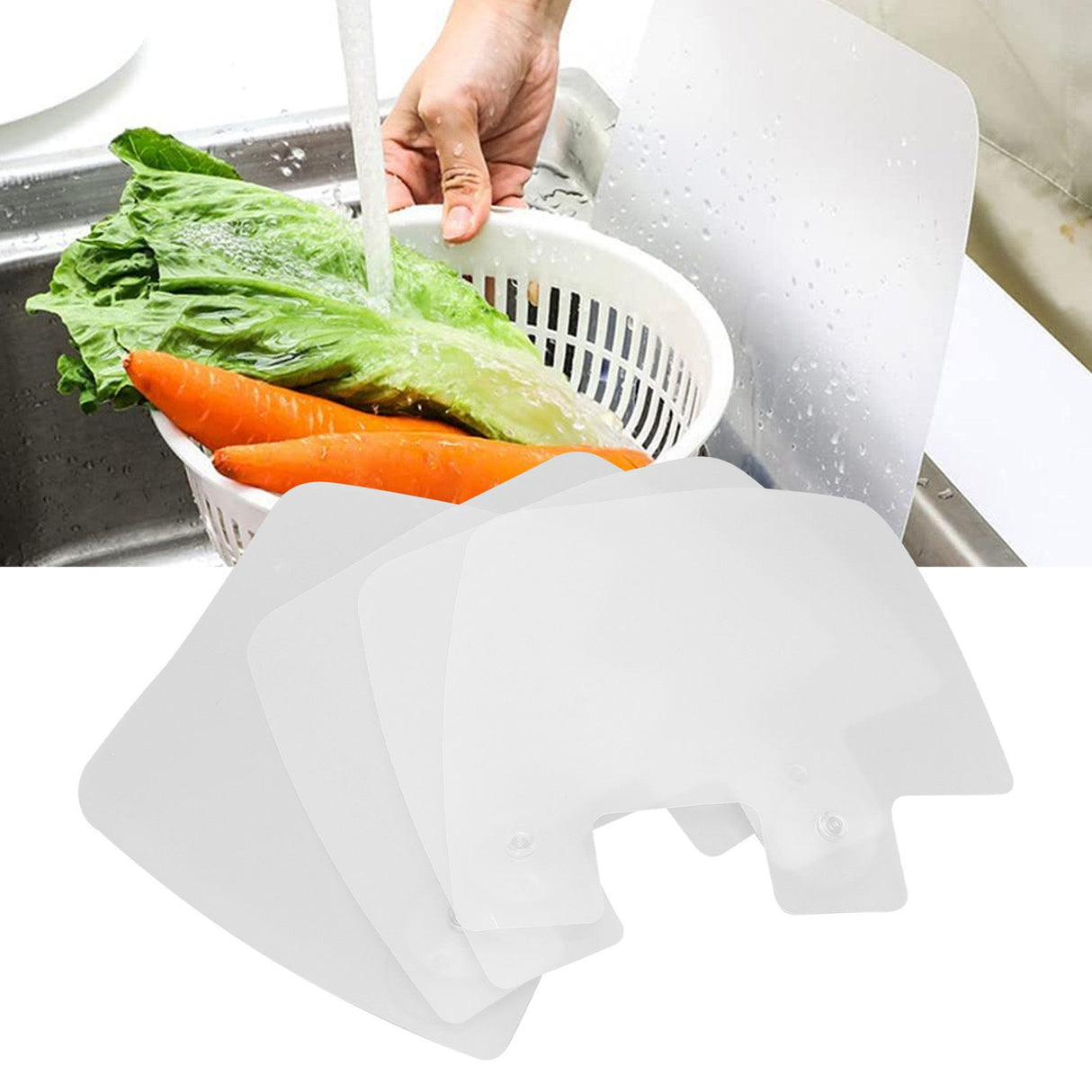 4Pcs Sink Splashing Guard Faucet Tap Mat ABS Water Catcher Draining Pad for Kitchen